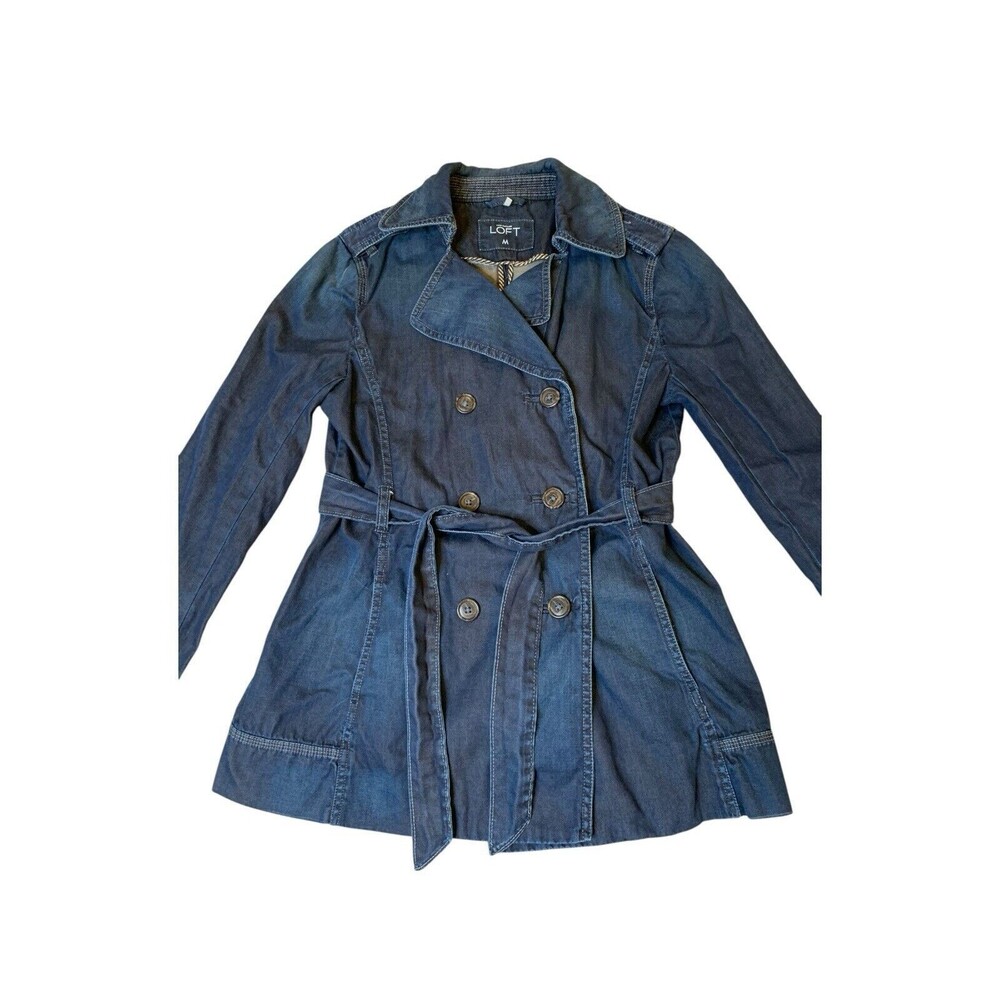 Loft Denim Jean Button-Up Fitted Jacket w/ Waist Tie Size M EUC